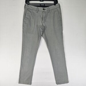 Express Men's Chino Pants Gray Flat Front cotton SKINNY Size 29x30